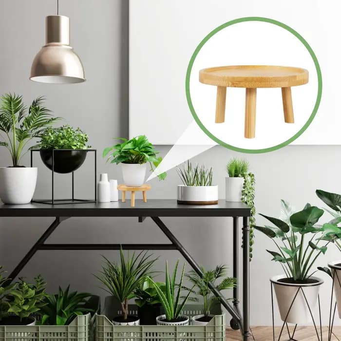 Support décoratif rond en bois massif pour pots de fleurs, style vintage, pour jardin intérieur et b