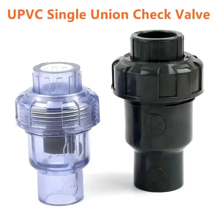1 pièce Robinet anti-retour simple en UPVC transparent bleu gris foncé, diamètre intérieur 20~63mm,