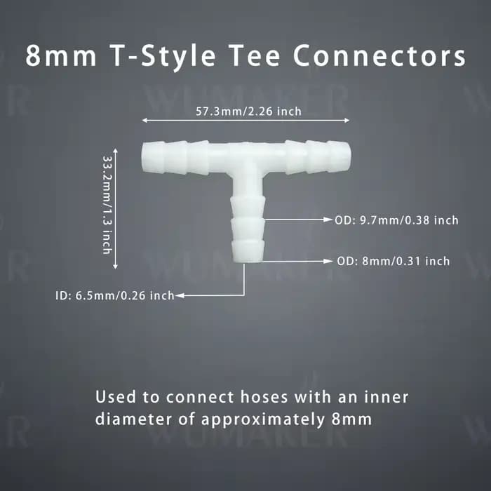 Connecteurs en T de Style T, raccord de tuyau en forme de T, Joint de tube en plastique à 3 voies, s