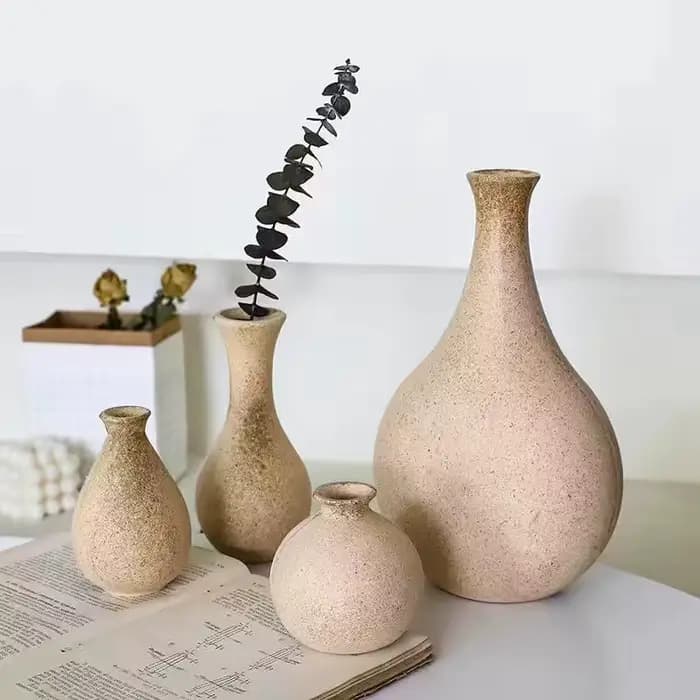 Vase à Fleurs en Bois Rétro Décoratif de Table