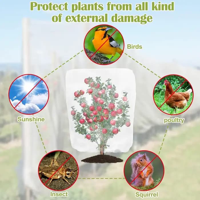 Housse de protection en maille pour plantes, 1 pièce, cordon respirant avec fermeture éclair, filet