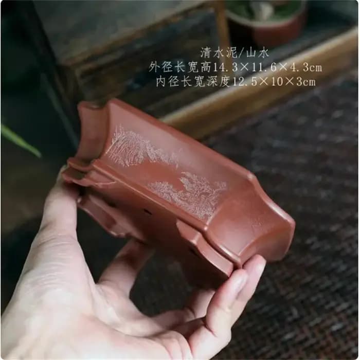 Pot de bonsaï en poterie fait à la main en argile violette