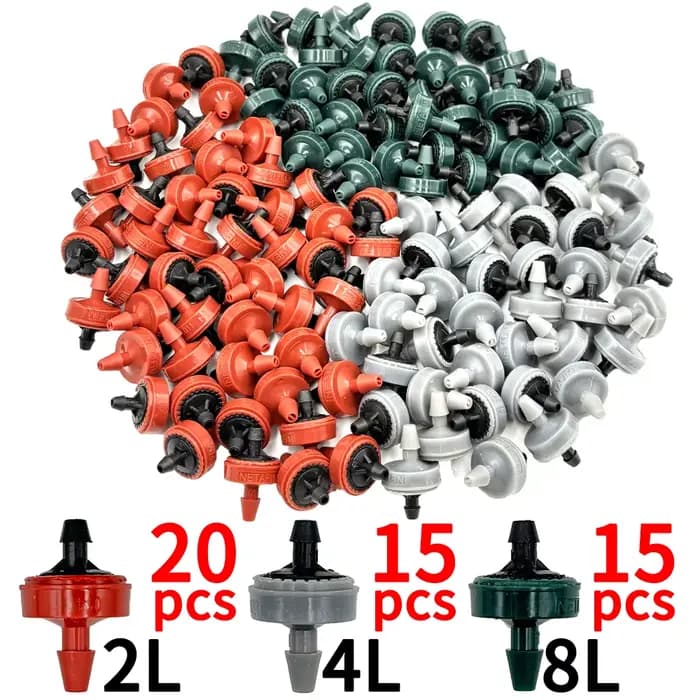 Emmetteur de compensation de pression pour jardin, 20 pièces, 2l, 4l, 8l, goutteur, 1/4 pouces, auto