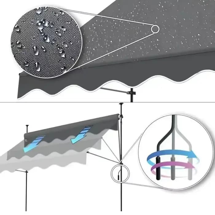 Parasol de terrasse pliable et rétractable, protection contre la pluie et le soleil, auvent latéral,