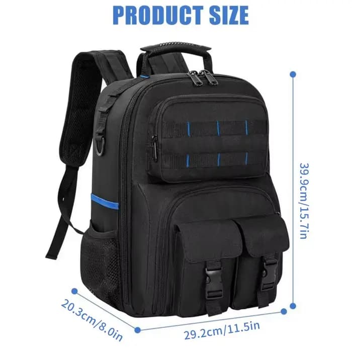 Sac à dos pour outils, sac à outils robuste avec plusieurs poches et organisateur d'outils amovible,