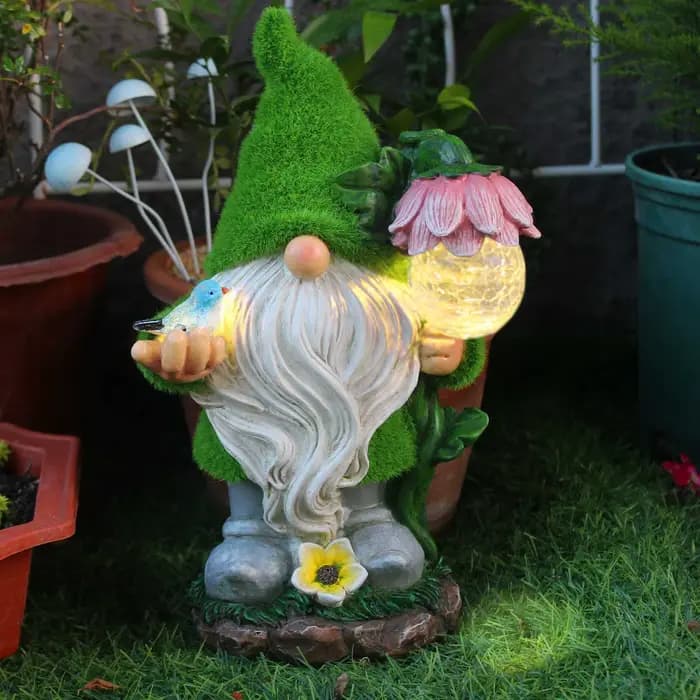 Jardin Gnome lumière solaire extérieure LED étanche décor pour cour Patio parterre de fleurs voie eau caractéristique lueur veilleuse Figurine
