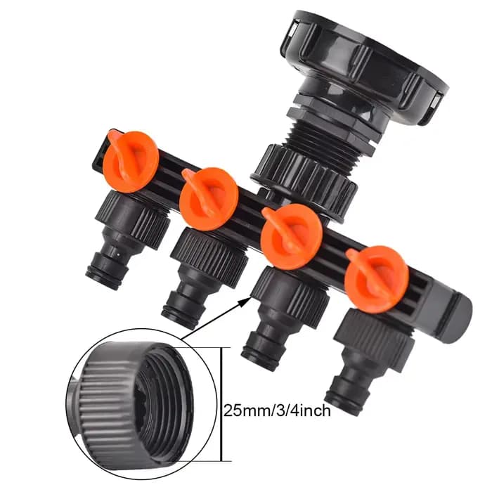 Adaptateur de Cloison en PVC avec Valve de Mathiation d'Eau à 4 Voies, Raccord de Tuyau d'Arrosage p