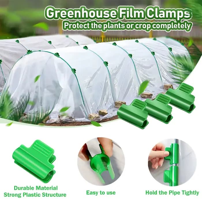 Pinces à Film pour serre, 20 pièces, pour hangar de jardin, rangée de couverture, filet, cerceau de