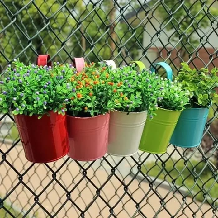 Pot de fleur crochet Pots muraux seau fer porte-fleurs