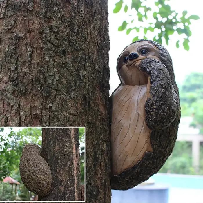 Statue de Paresseux en Résine, Visage d'Arbre Créatif, pour l'Extérieur, Cour, Artisanat, Ornement d'Animal de Jardin