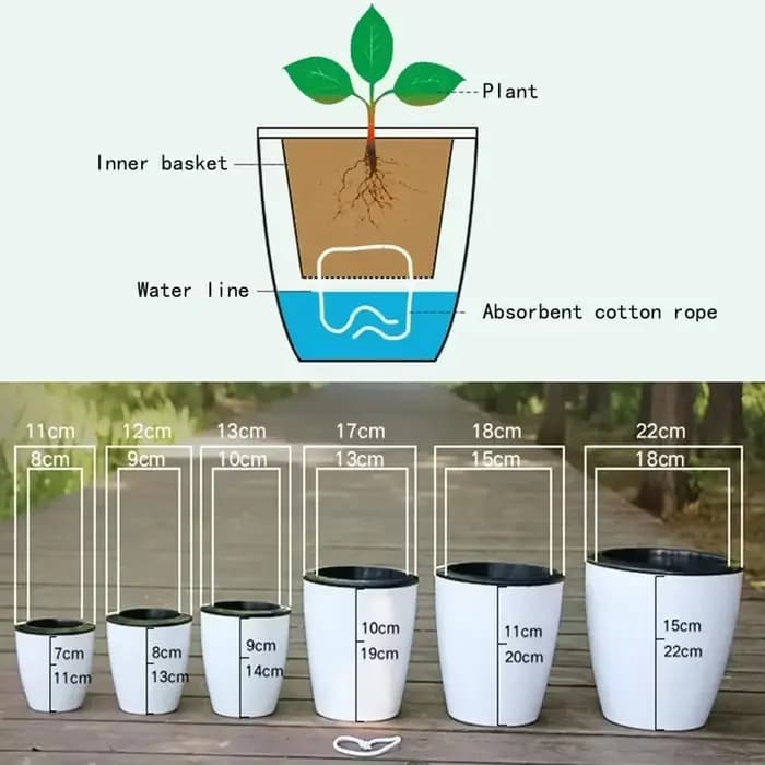Pot de fleur paresseux à absorption d'eau automatique
