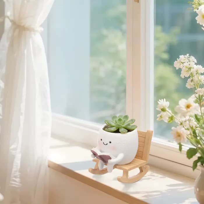 Pot de fleurs en résine en forme de visage souriant, pot à plantes succulentes avec trou de drainage