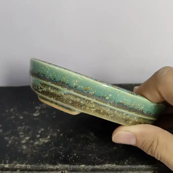 Pot à bonsaï glacé de forme ovale populaire avec motif de ligne