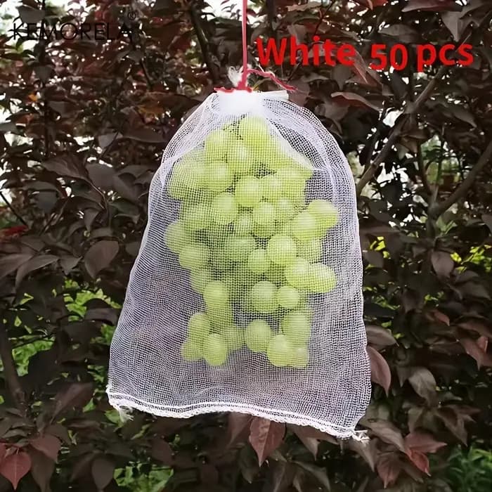 KEMORELA 50pcs Sacs de protection des fruits en maille blanche Housses non tissées durables en PP/TP