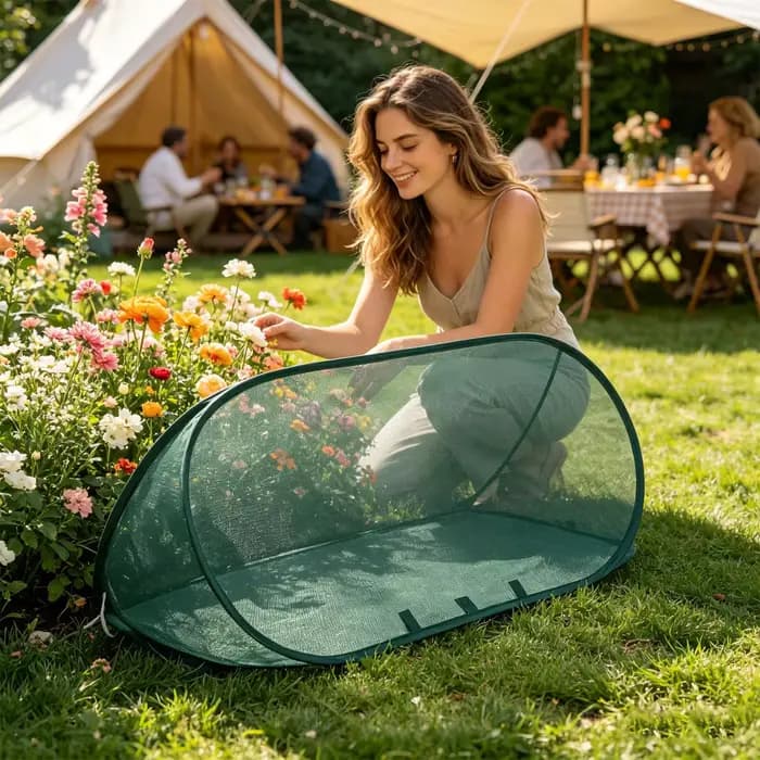 Filet de protection pop-up pour plantes de jardin