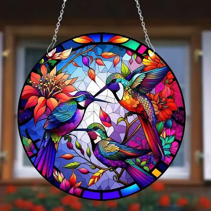1pc trois colibri capteur de soleil fenêtre suspendue, jardin cour intérieur extérieur capteur de so
