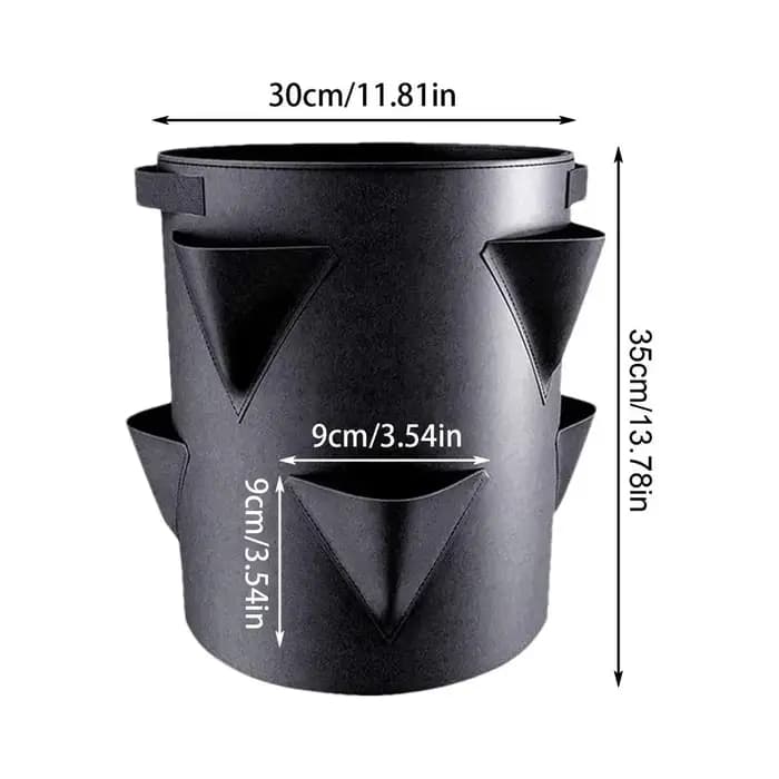 Sac de plantation de fraises de 7 gallons avec 6 poches latérales