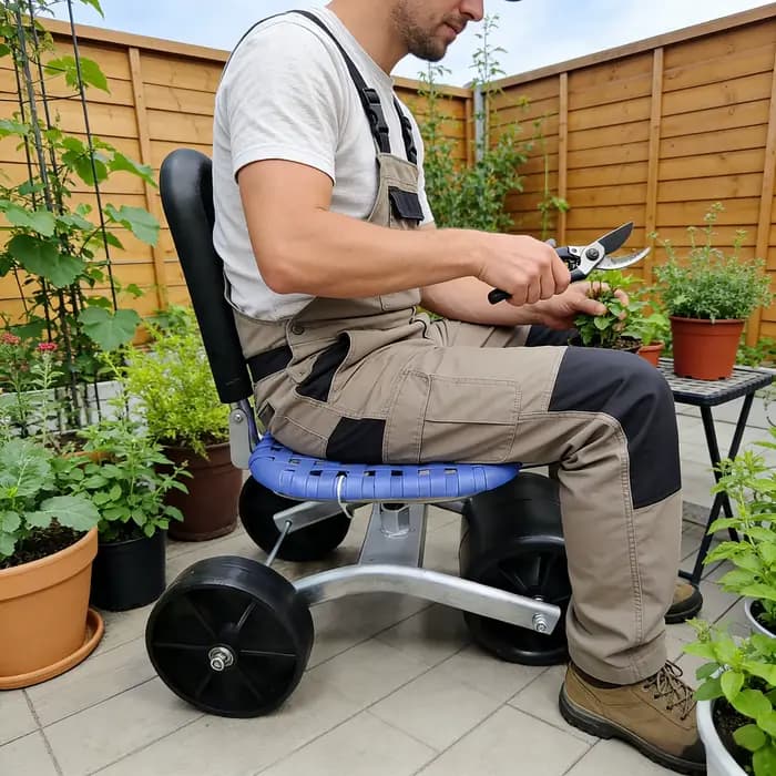Chariot de jardin roulant avec siège