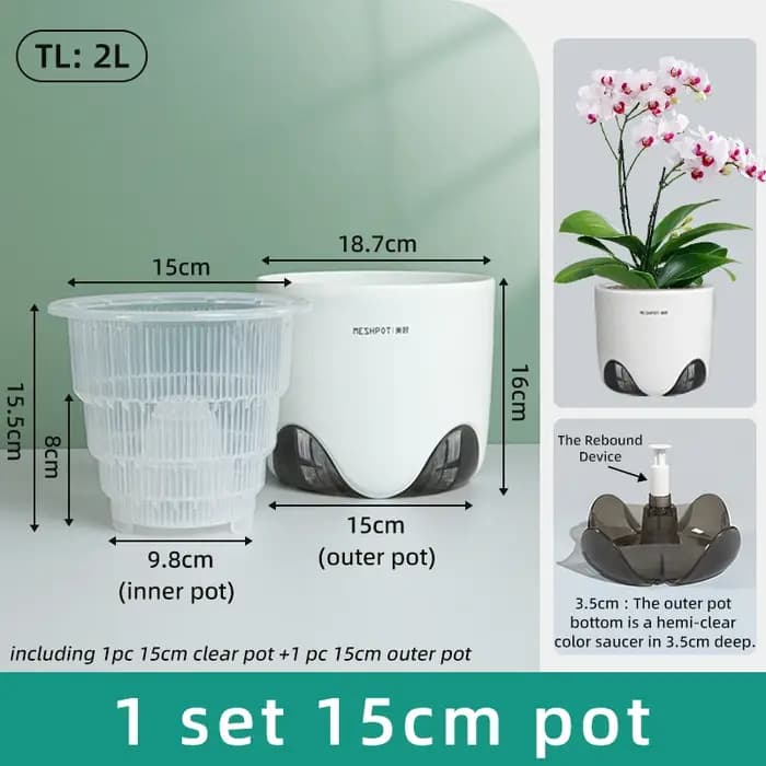 Pots d'orchidées Meshpot avec trous pour repoulter le jardinière d'orchidée en céramique à imitation plastique à double couche fournit une bonne circulation d'air