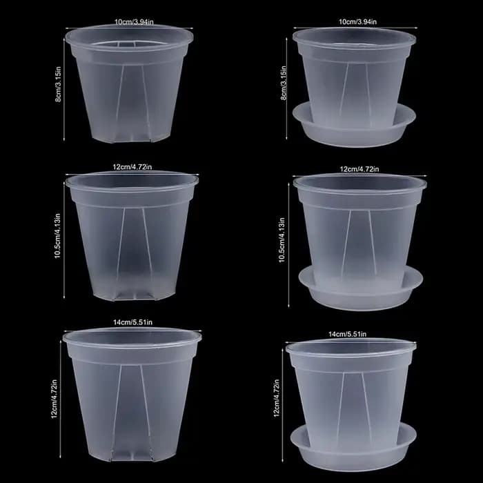 Pot de fleur Transparent avec plateau