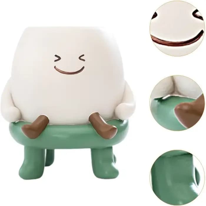 Pot à Cactus 9x10cm, Jardinière Mignonne, Jardinière Élégante avec Jambes Souriantes, Mini Pots en Résine, Cadeau