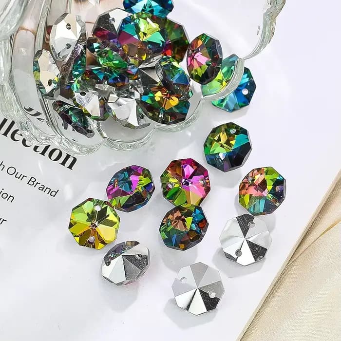 20 pièces de perles octogonales en cristal, capteur de soleil, prisme, pièces de lustre, bricolage,