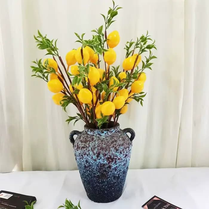 Branche de citron artificielle en plastique, plantes vertes, bricolage, simulation de citron, arbre