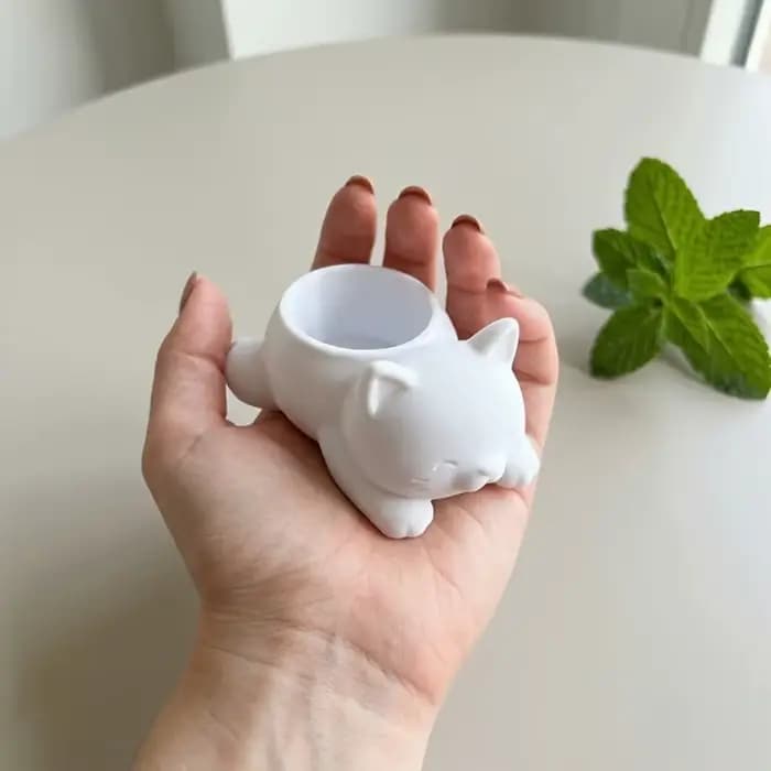 Pot de fleurs créatif imprimé en 3D en forme de chat