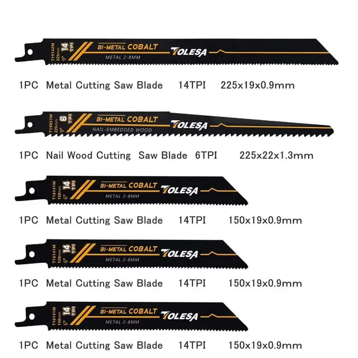 TOLESA 10 pièces lames de scie bi-métal alternatives pour l'élagage du bois PVC coupe métal lourd co