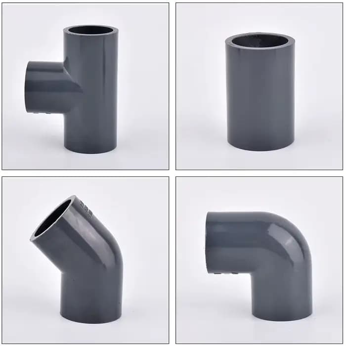 Connecteur de tuyau en PVC gris, raccords de joint de tuyau d'eau d'irrigation, té coudé droit, pois