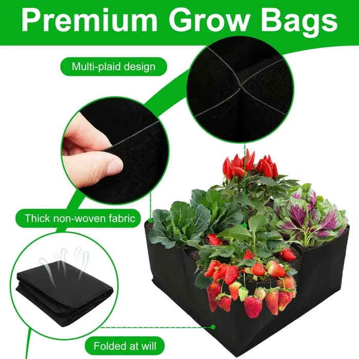 Lit de plantation surélevé en tissu, 4/8 grilles, lit de jardin carré en feutre, sac de culture de f