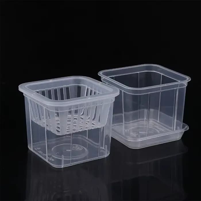 Pot de fleur transparent carré pour contrôle des racines
