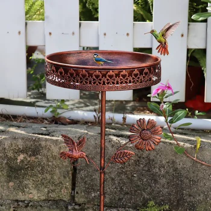 Bol de bain d'oiseau/alimentation autoportant vintage, adapté au jardin, au patio et à la décoration