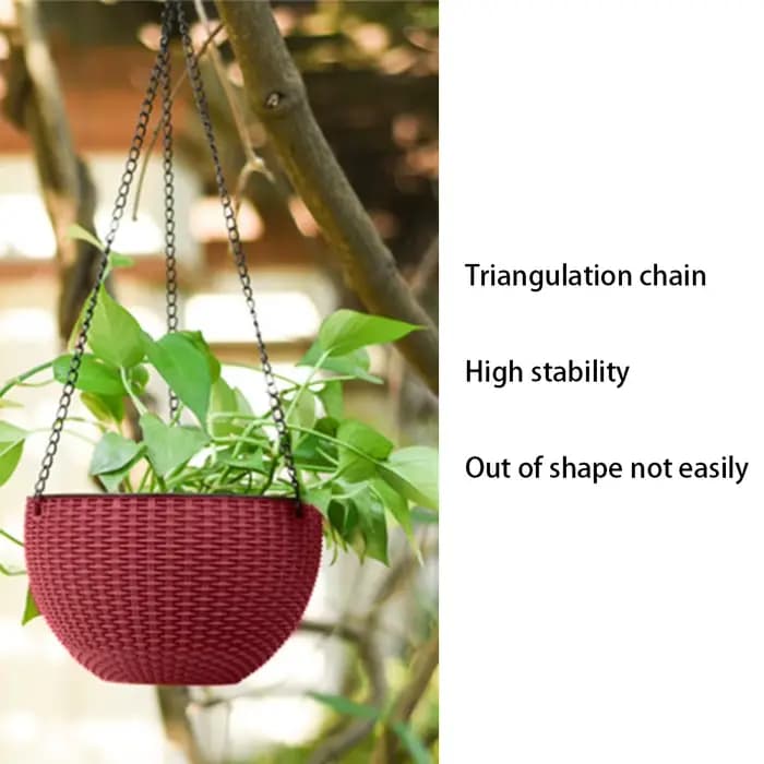 Panier suspendu en Imitation rotin de 40cm, chaîne de Pot de fleur avec 3 crochets, bassin pour plan
