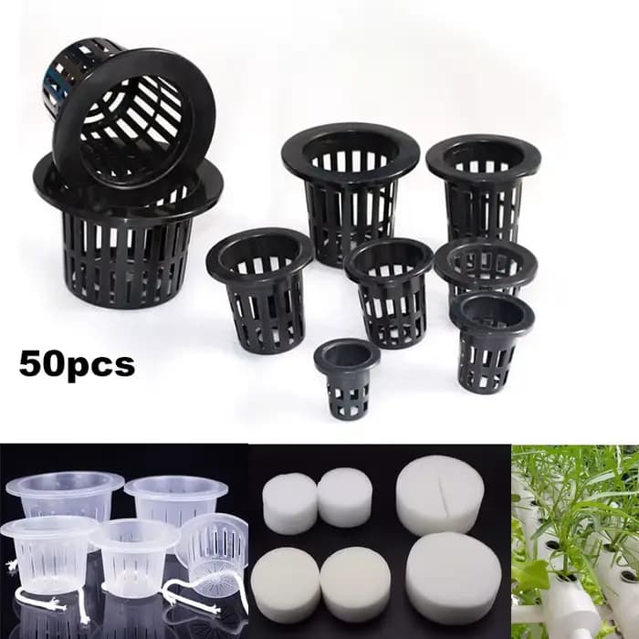 Filet en maille hydroponique sans sol, 50 pièces, panier pour plantes, légumes, tasse de pépinière,