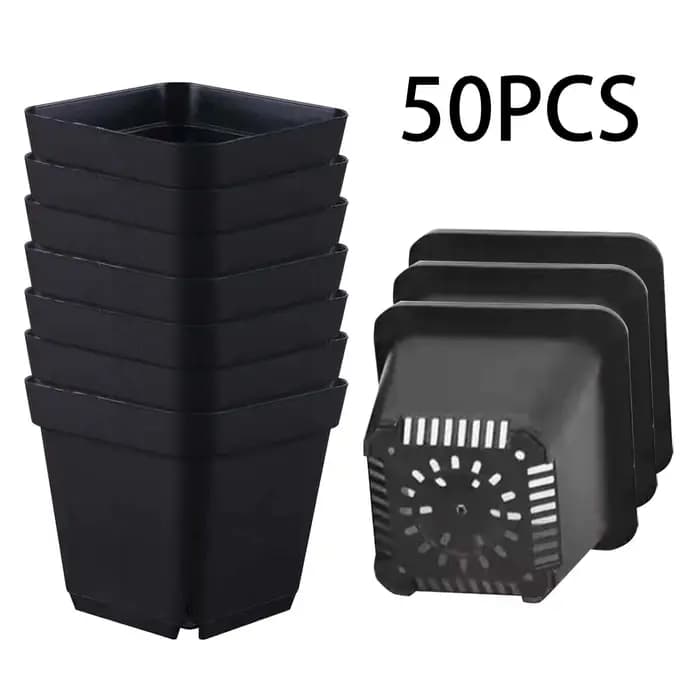 Pots de semis réutilisables, 50 pièces, Pots de jardinage carrés pour plantes de démarrage, Pots de