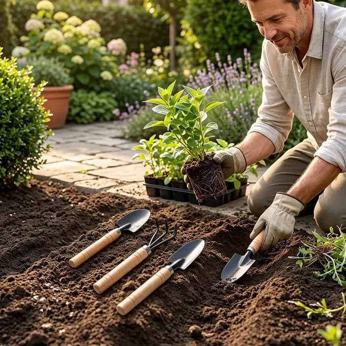 Mini outils de jardinage 3 pièces/ensemble avec pelle et râteau en fer