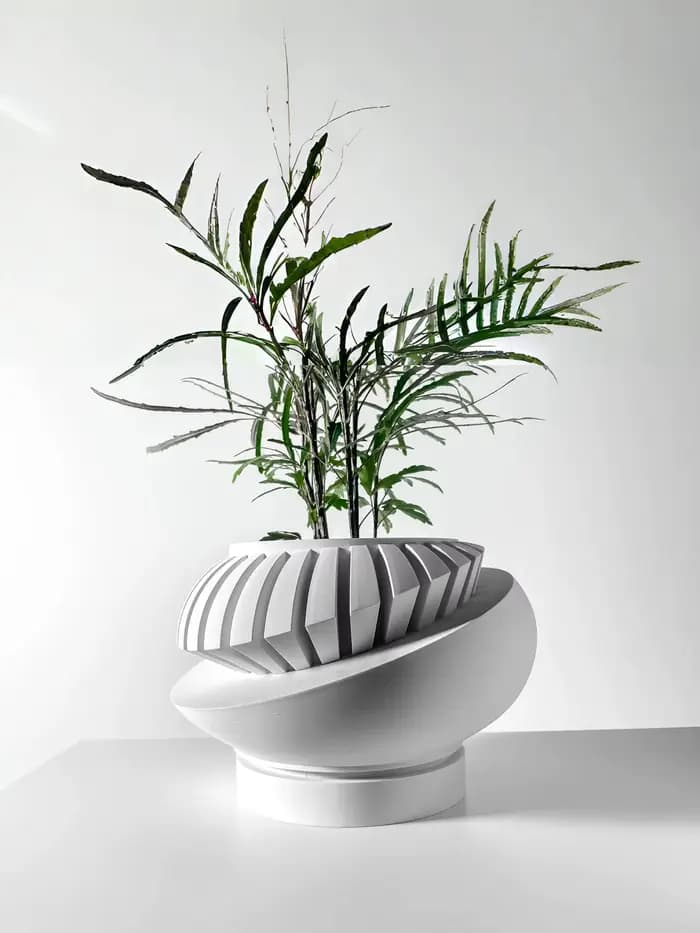 Pot à plantes moderne et minimaliste imprimé en 3D - Pot à fleurs biodégradable pour la décoration d'intérieur