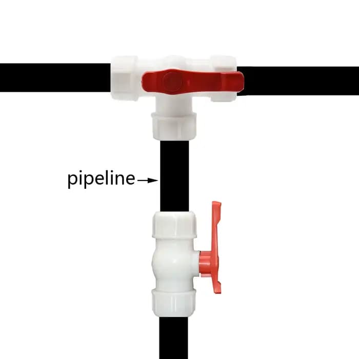 Coupleur en T pour tuyau d'eau, 20/25/32/40/50/63mm, robinet à bille en plastique, connecteur rapide