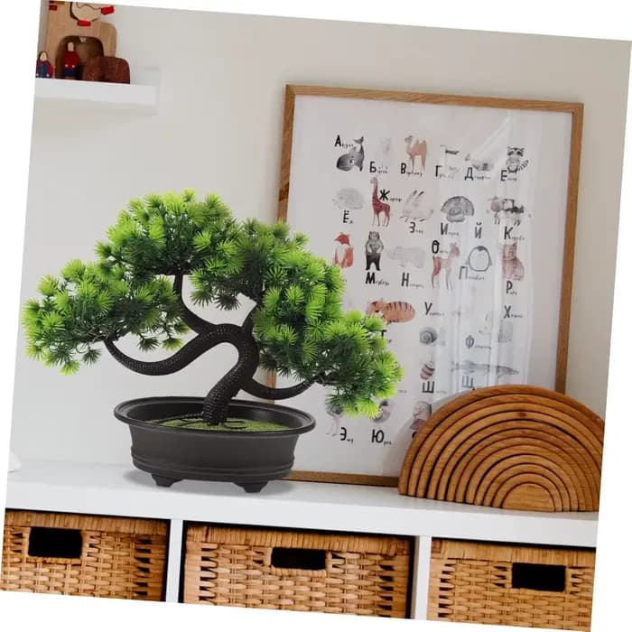 Welcome Pine Artificial Bonsai Juniper Tree Potted False Plant Ornaments Pots for Indoor