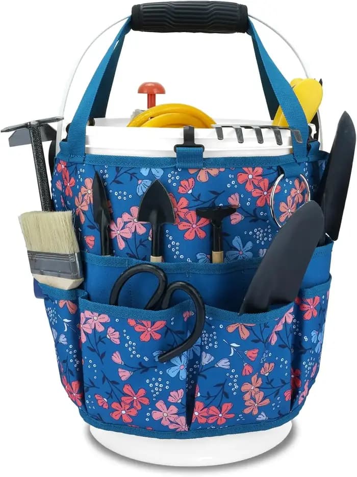 Organisateur de seau de 5 gallons, sac à outils à 18 poches avec poignée suspendable | Chariot de jardin robuste et accessoire pour seau de jardinage