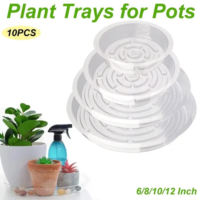Plateaux d'égouttement de plantes en plastique, ronds et transparents, robustes, pour intérieur et e