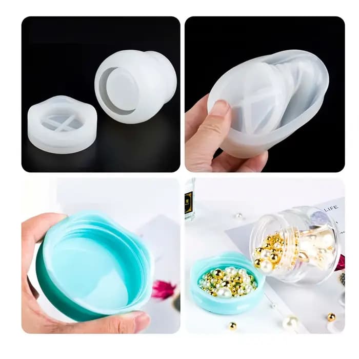 Un ensemble de moules en résine pour pots avec LIDS, utilisé pour le stockage de moules de bouteilles, bougeoirs, boîtes à bijoux de bonbons et décoration de la maison