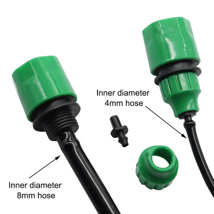 Adaptateur à raccord rapide avec connecteur barbelé 1/4 (ID 4mm) ou 3/8 ''(8mm), pour l'irrigation d