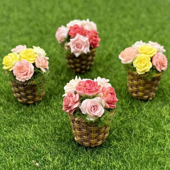 Mini fleurs en pot, simulation de pot de fleurs