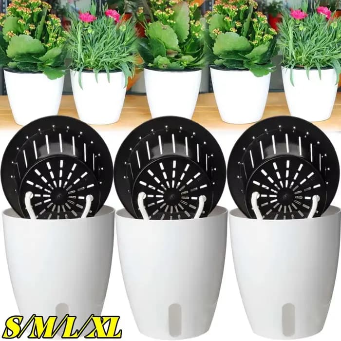 Pots de plantes d'intérieur auto-arrosants avec corde en coton