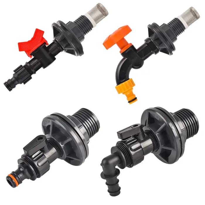 Kit de Valve de robinet de baril de pluie, raccord de cloison de 1/2 3/4 pouces en PVC pour Aquarium