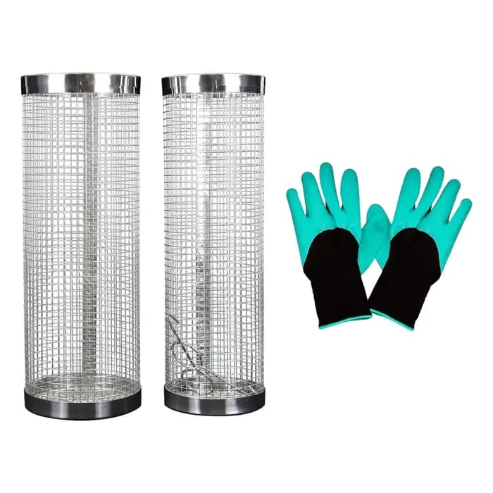 Lot de 2 bacs à compost pour jardin, composter encastrable pour vers de terre avec gants, bac à compost extérieur pour le recyclage des déchets alimentaires de cuisine