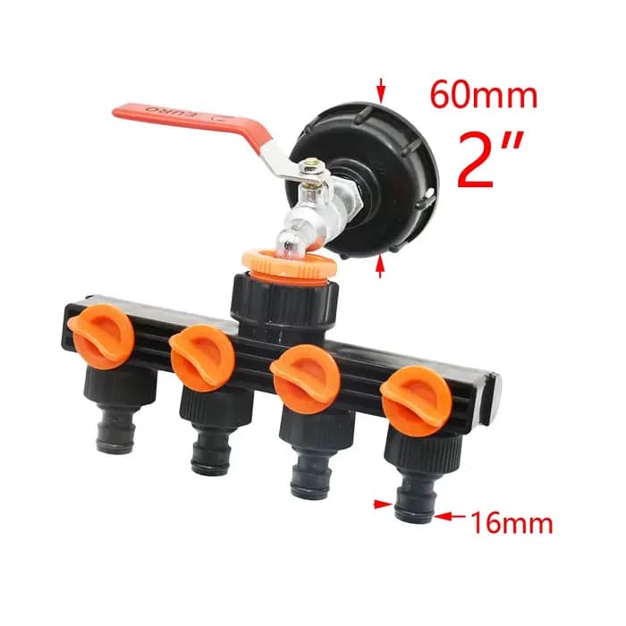 Adaptateur de robinet précieux IBC pour ferme, S60 x 6, filetage grossier à 1/2, en effet 3/4, conne