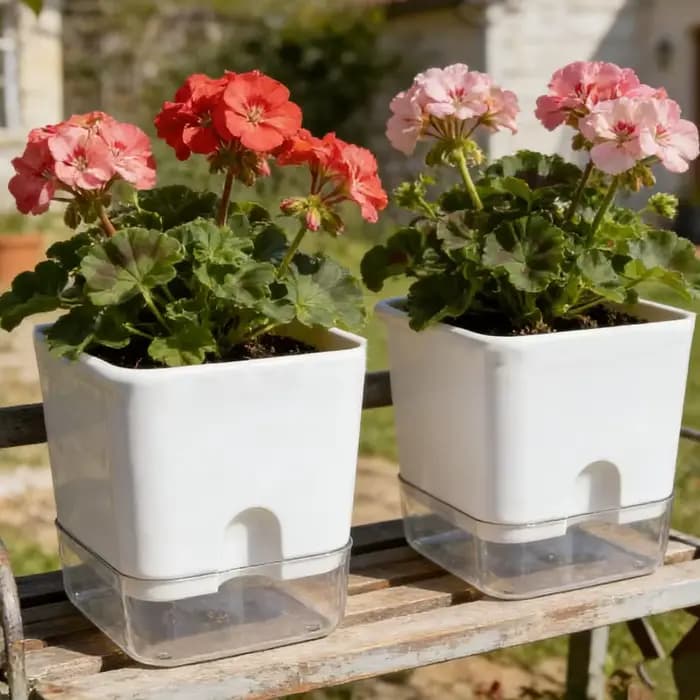 Pots de fleurs auto-arrosants S/M/L avec trou de drainage
